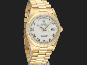 Rolex Day-Date 36 Yellow Gold White Porcelain Dial 18238