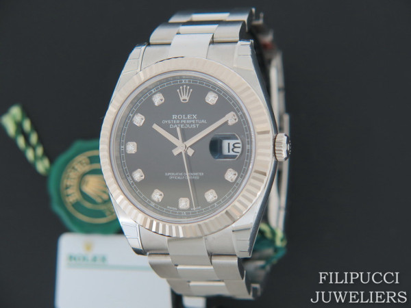 Rolex - Datejust 41 Black Diamond Dial 126334 NEW  