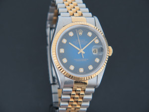 Rolex Datejust Gold/Steel Blue Vignette Diamond Dial 16233