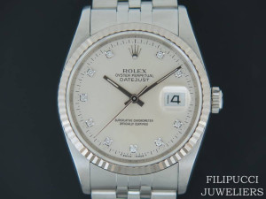 Rolex Datejust  Silver Diamond Dial 16234