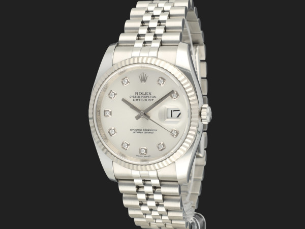 Rolex - Silver Grey Diamond Dial 116234