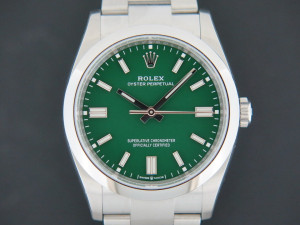 Rolex Oyster Perpetual 36 Green Dial FULL STICKERS 126000 NEW