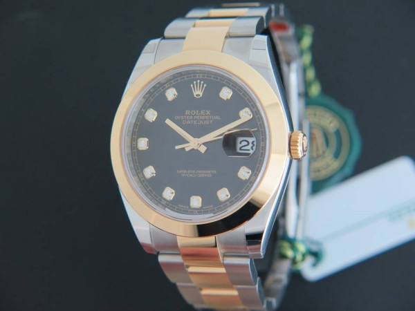 Rolex - Datejust 41 Gold/Steel Black Diamond Dial 126303 NEW