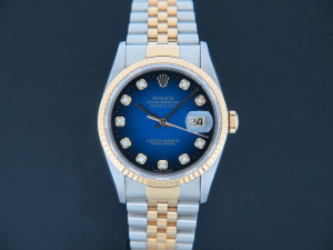 Rolex Datejust Gold/Steel Blue Vignette Diamond Dial 16233