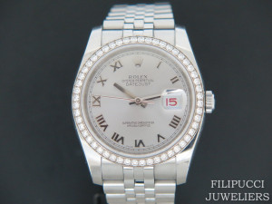 Rolex Datejust Silver Dial and Diamond Bezel 116244