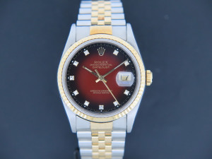 Rolex Datejust Gold/Steel 16233 Red Vignette Diamond Dial   