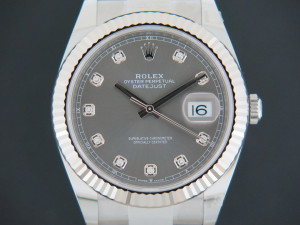 Rolex Datejust 41 Rhodium Diamond Dial NEW 126334