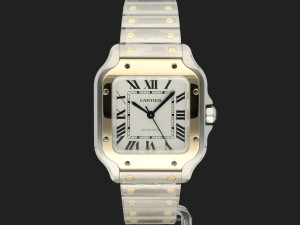 Cartier Santos Medium Gold/Steel Roman Dial W2SA0016 NEW