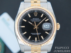 Rolex Datejust Gold/Steel Black Dial NEW 116233 FULL STICKERS 2020 