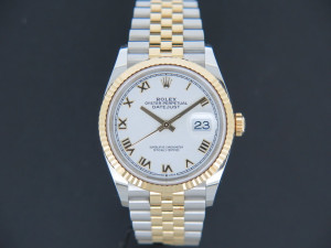 Rolex Datejust Gold/Steel White Roman Dial 126233