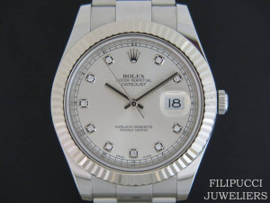 Rolex Datejust II Silver Diamond Dial 116334 