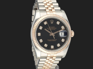 Rolex Datejust 36 Black Diamond Dial Everose/Steel 116231 