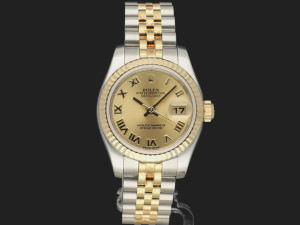 Rolex Lady-Datejust 26 Gold/Steel Champagne Roman Dial 179173