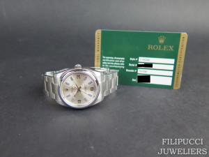 Rolex Air-King 3 6 9 Silver Dial With Purple Index 114200  