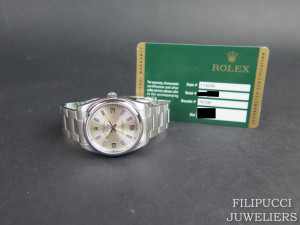 Rolex Air-King 3 6 9 Silver Dial With Purple Index 114200 