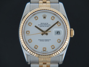 Rolex Datejust Gold/Steel White Diamond Dial 116233