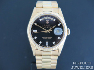 Rolex Day-Date Yellow Gold Black Diamond Dial 18238 
