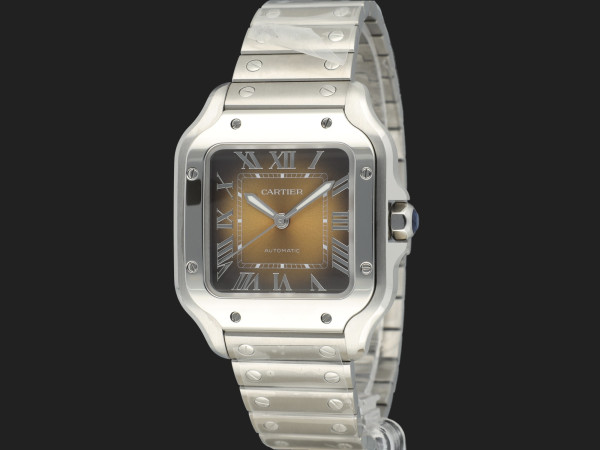 Cartier - Santos Medium Steel Brown Roman Dial WSSA0065 NEW