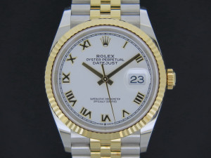 Rolex Datejust Gold/Steel White Roman Dial 126233