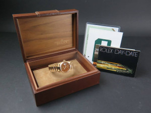 Rolex Day-Date Yellow Gold Wood Dial 18038