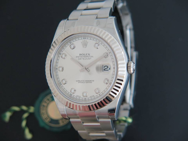 Rolex - Datejust II Silver Diamond Dial 116334 NEW