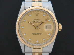 Rolex Datejust Gold/Steel Diamonds 16013