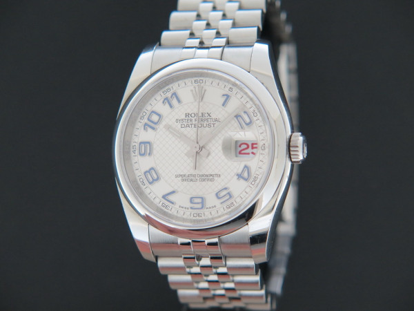 Rolex - Datejust Silver Decorated Arab/Blue Dial 116200