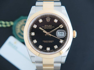 Rolex Datejust 41 Gold/Steel Black Diamond Dial 126303 NEW