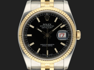 Rolex Datejust 36 Gold/Steel Black Dial 116233