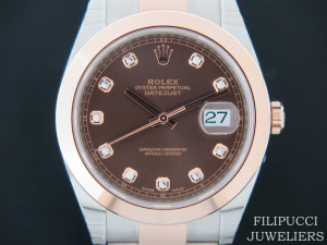 Rolex Datejust 41 Everosegold/Steel Choco Diamond Dial NEW 126301