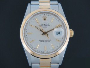 Rolex Date Gold/Steel Silver Dial 15203
