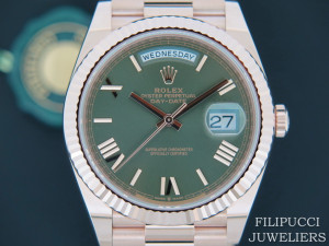 Rolex Day-Date Everose Green Roman Dial 228235 NEW  