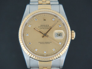 Rolex Datejust Gold/Steel Champagne Diamond Dial 16233