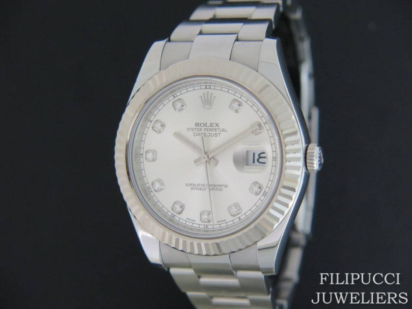Rolex - Datejust II Silver Diamond Dial 116334 