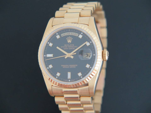 Rolex - Day-Date Yellow Gold Black Diamond Dial 18238  