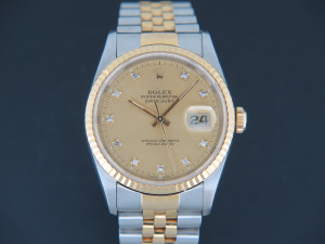 Rolex Datejust Gold/Steel Champagne Diamond Dial 16233