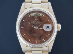 Rolex Day-Date Yellow Gold 18038 Wood Dial 