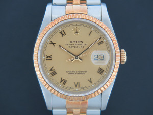 Rolex Datejust Gold/Steel Champagne Roman Dial 16233