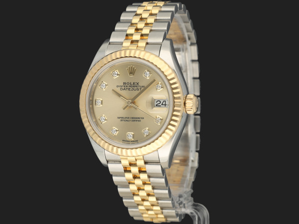 Rolex - Lady-Datejust 28 Gold/Steel Champagne Diamond Dial 279173