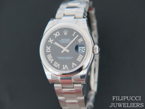 Rolex - Datejust Black Roman Dial NEW 178240