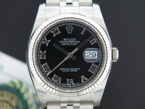 Rolex Oyster Perpetual Datejust Black Roman Dial NEW
