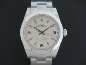Rolex Oyster Perpetual 177200 Silver Dial with Pink Index