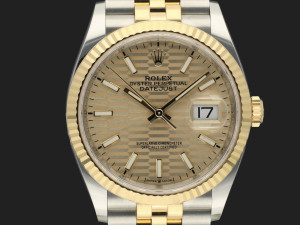 Rolex Datejust Gold/Steel Golden Fluted Dial 126233