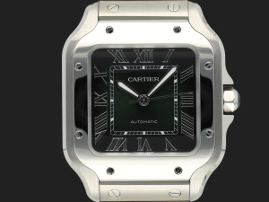 Cartier Santos Medium Steel Green Roman Dial WSSA0061 NEW