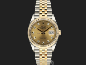 Rolex Datejust 36 Gold/Steel Champagne Diamond Dial 126233 