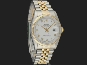 Rolex Datejust Gold/Steel White Roman Dial 16233
