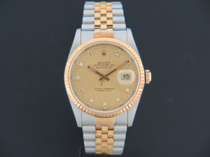 Rolex Datejust Gold/Steel Champagne Diamond Dial 16233