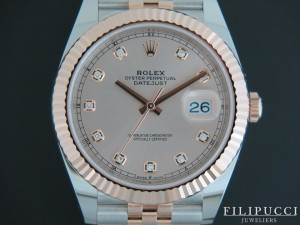 Rolex Datejust 41 Rose gold / Steel Diamond Dial126331