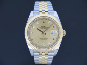 Rolex Datejust 41 Gold/Steel Champagne Diamond Dial 126333