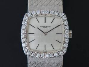 Vacheron Constantin 18k white gold silver dial diamond bezel